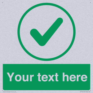 Custom green background, green tick in circle sign